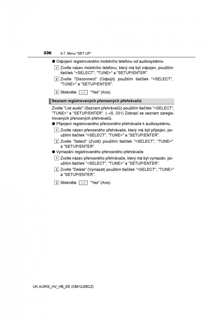 Toyota Auris Hybrid II 2 navod k obsludze / page 336