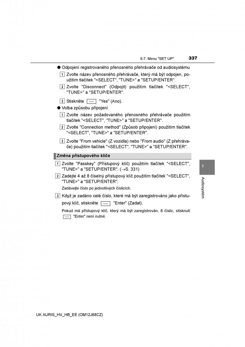 Toyota Auris Hybrid II 2 navod k obsludze / page 337