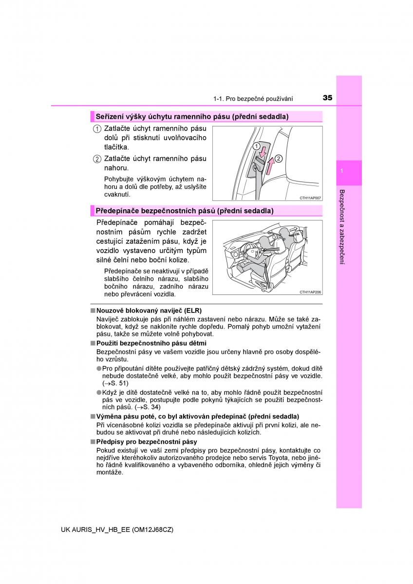 Toyota Auris Hybrid II 2 navod k obsludze / page 35