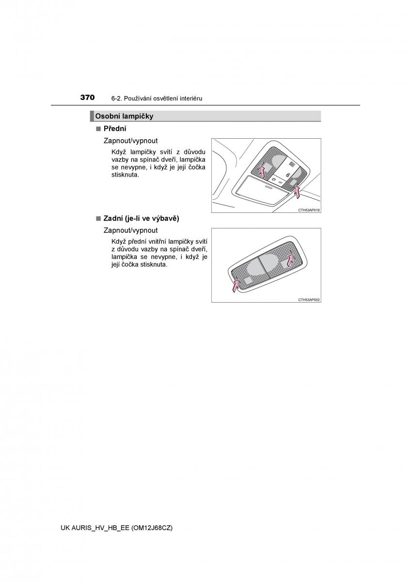 Toyota Auris Hybrid II 2 navod k obsludze / page 370