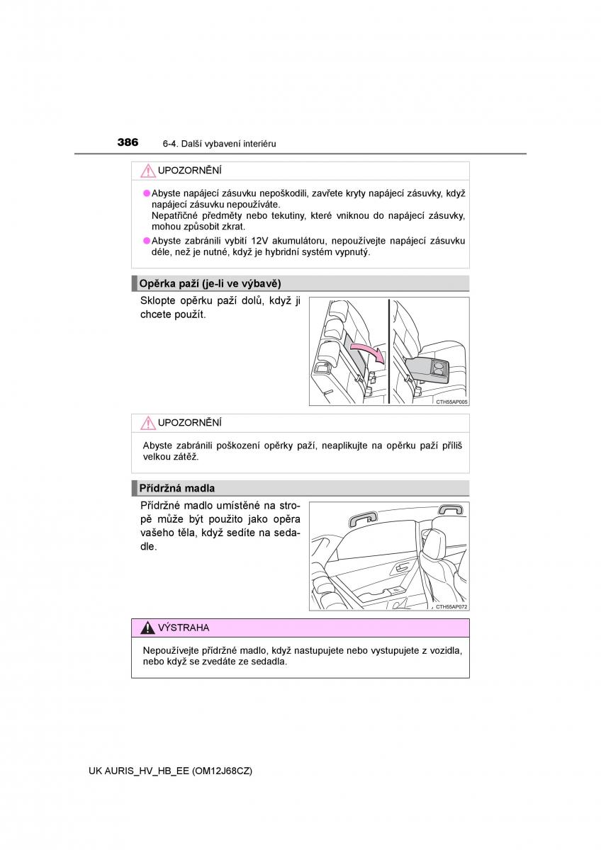 Toyota Auris Hybrid II 2 navod k obsludze / page 386