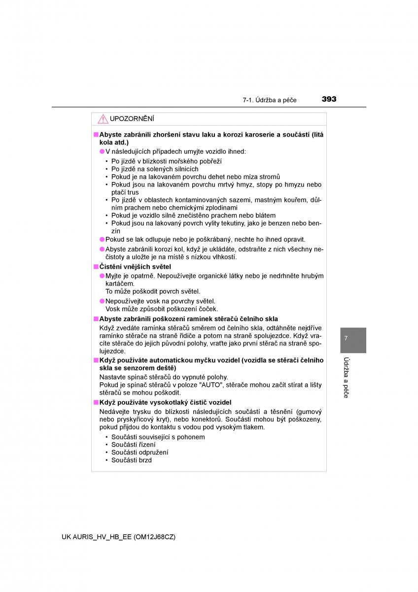 Toyota Auris Hybrid II 2 navod k obsludze / page 393