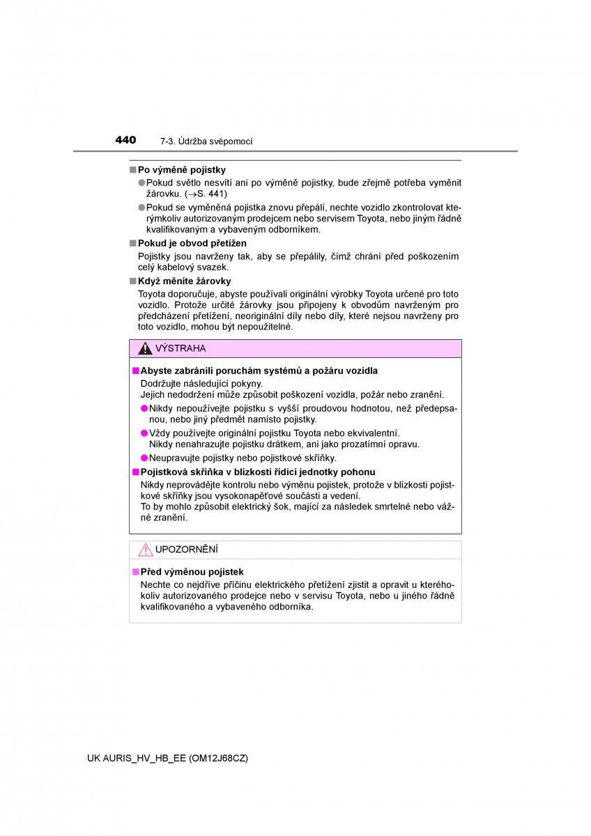 Toyota Auris Hybrid II 2 navod k obsludze / page 440