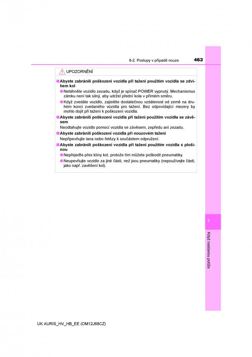 Toyota Auris Hybrid II 2 navod k obsludze / page 463