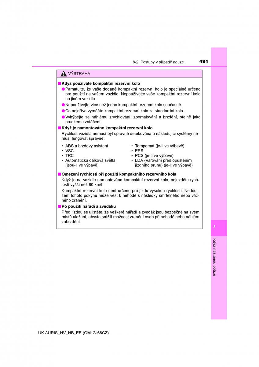 Toyota Auris Hybrid II 2 navod k obsludze / page 491