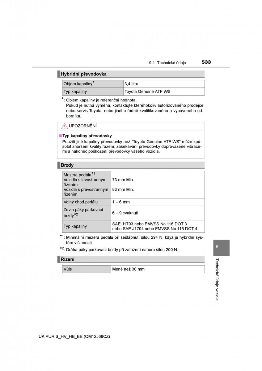 Toyota Auris Hybrid II 2 navod k obsludze / page 533