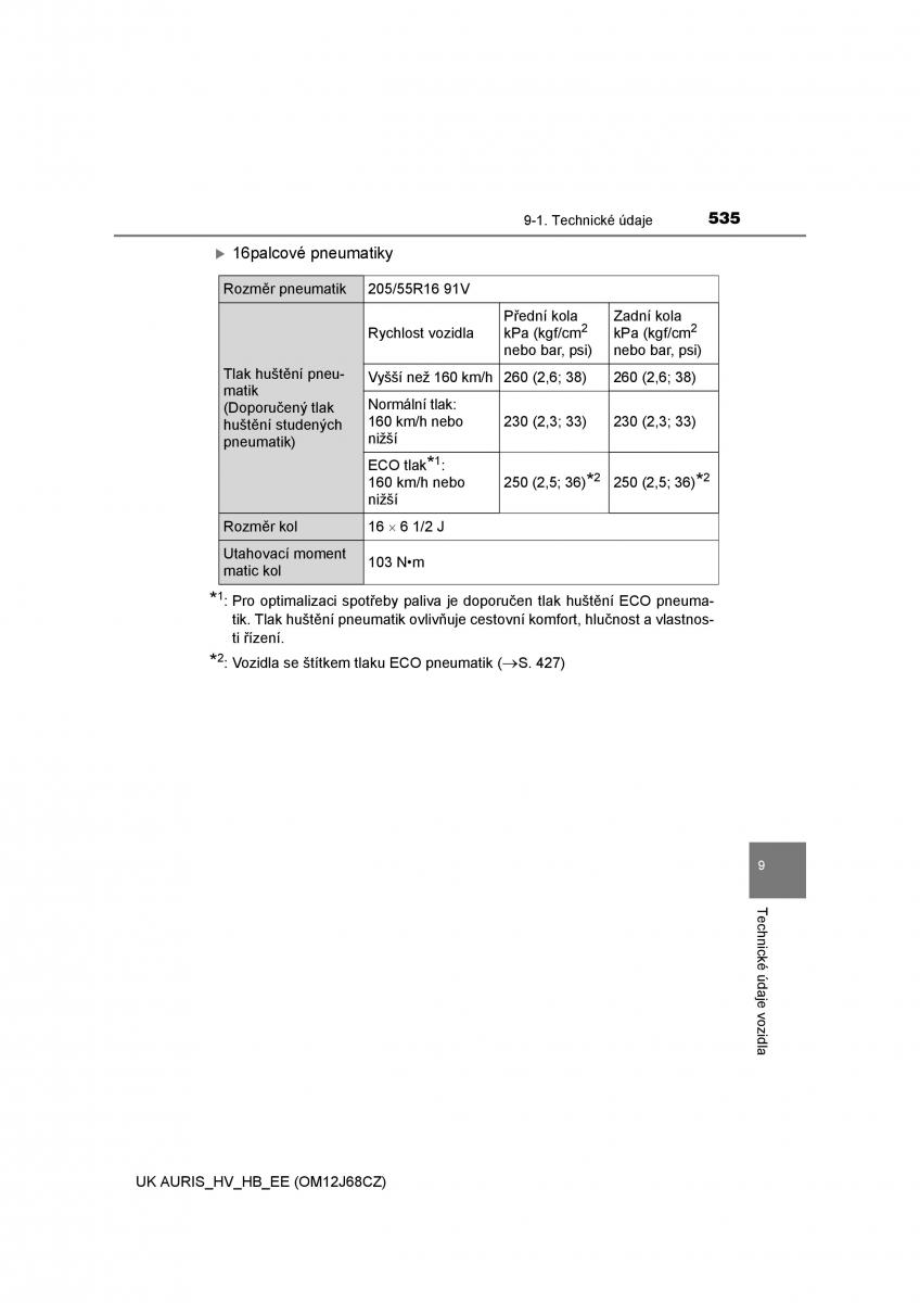 Toyota Auris Hybrid II 2 navod k obsludze / page 535