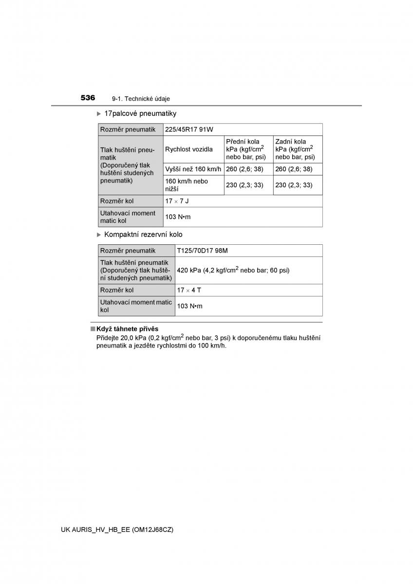 Toyota Auris Hybrid II 2 navod k obsludze / page 536