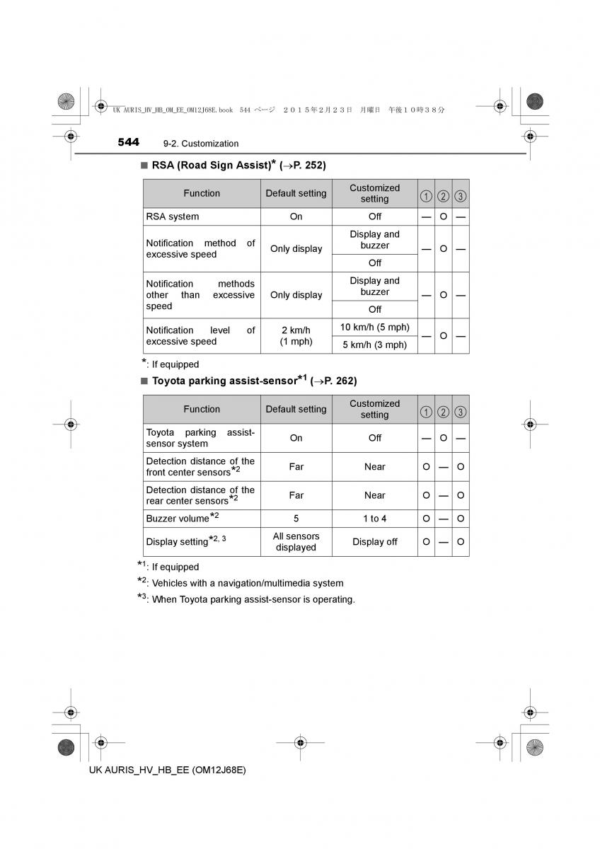 Toyota Auris Hybrid II 2 owners manual / page 544