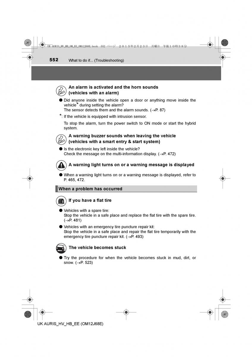 Toyota Auris Hybrid II 2 owners manual / page 552