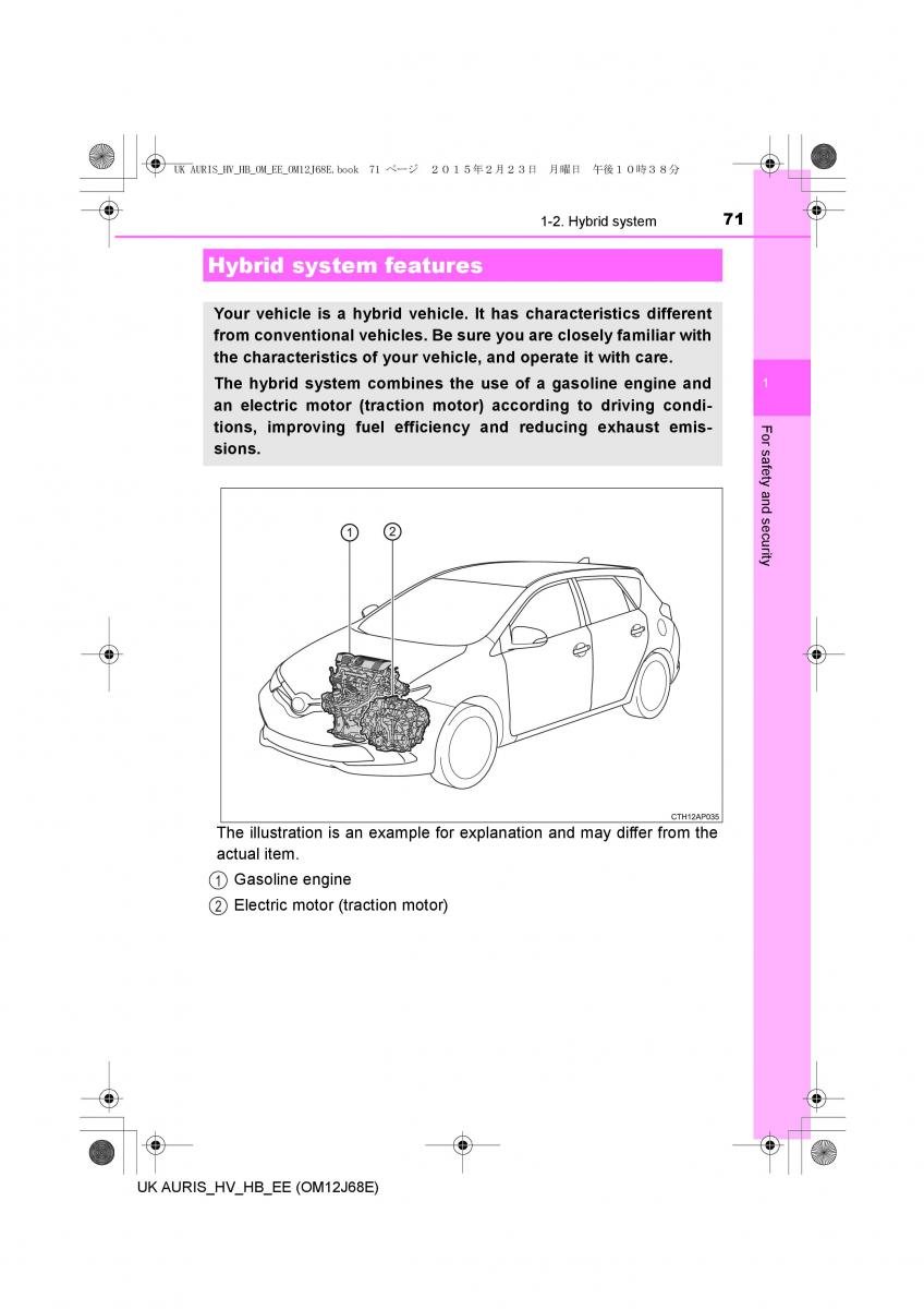 Toyota Auris Hybrid II 2 owners manual / page 71