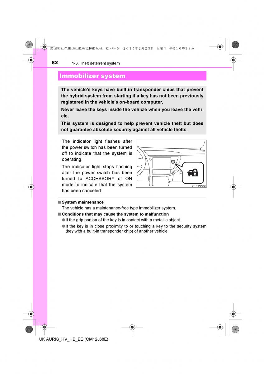 Toyota Auris Hybrid II 2 owners manual / page 82