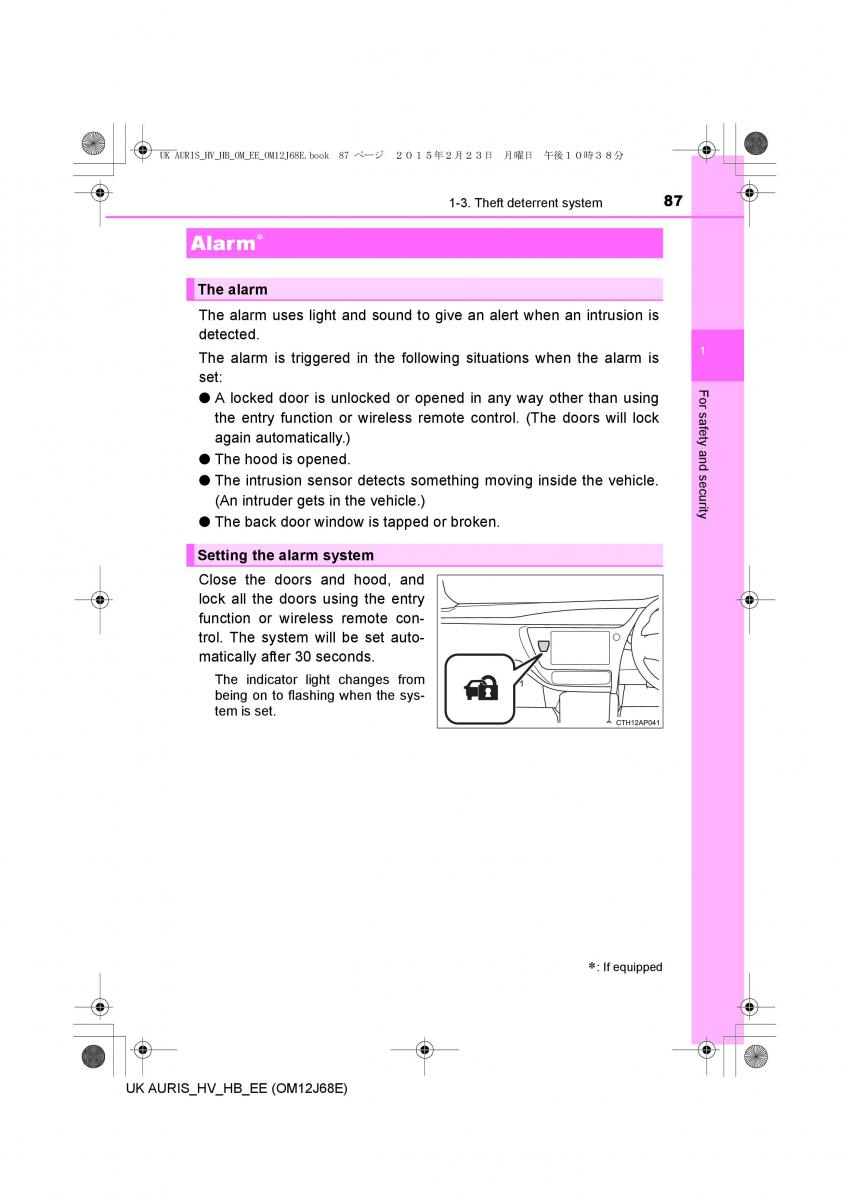 Toyota Auris Hybrid II 2 owners manual / page 87