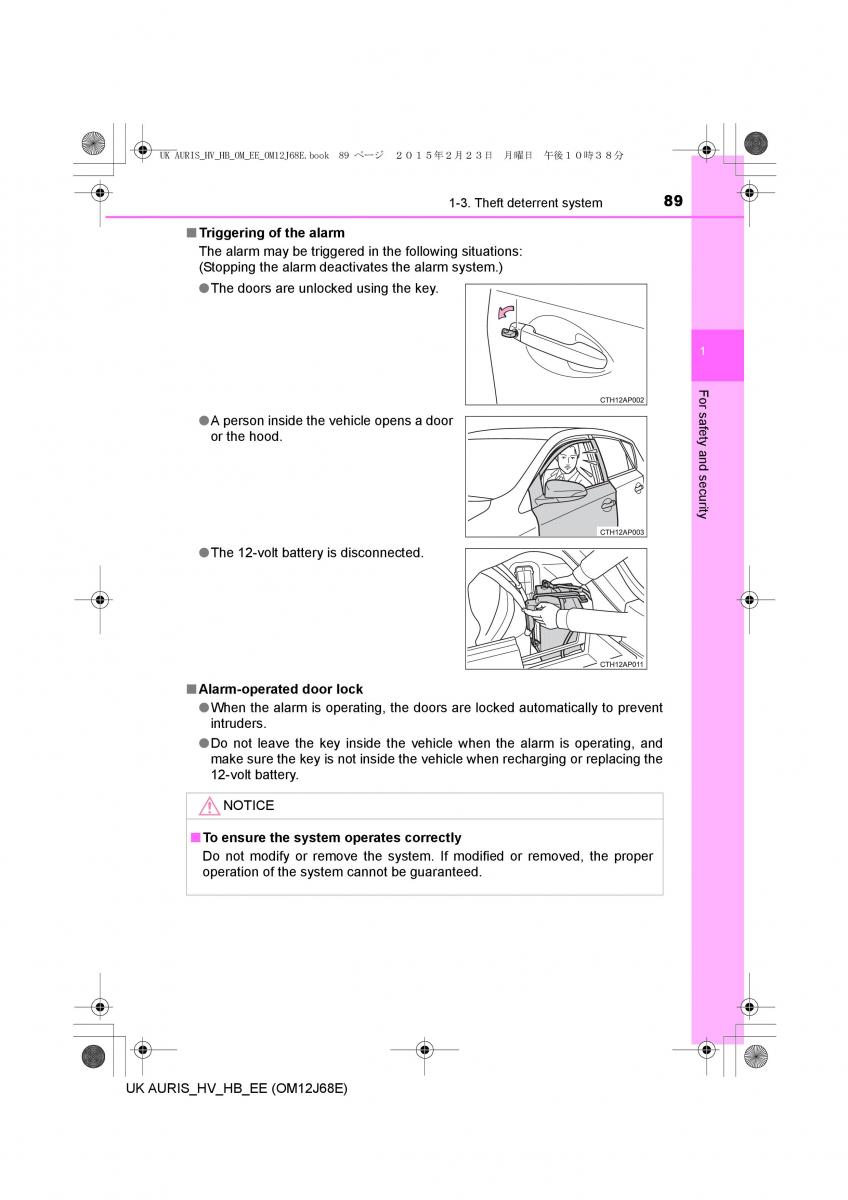 Toyota Auris Hybrid II 2 owners manual / page 89