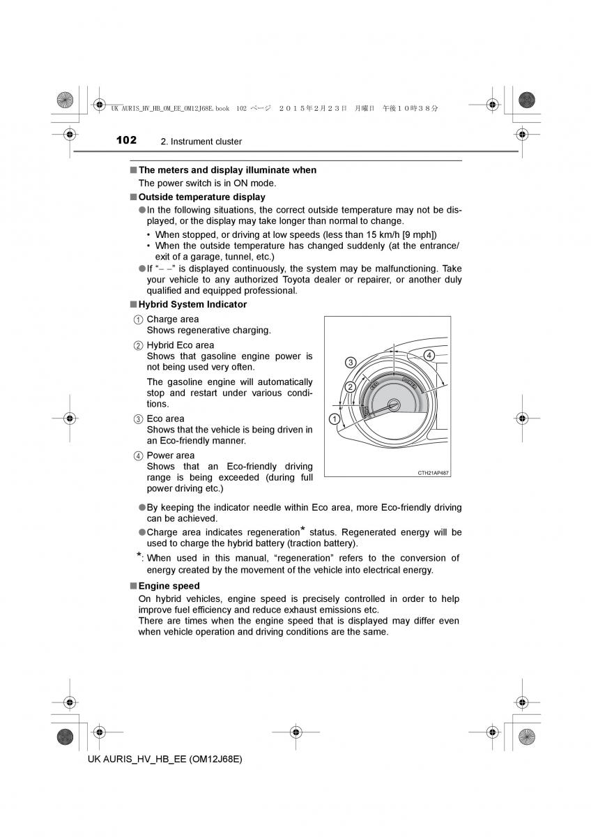 Toyota Auris Hybrid II 2 owners manual / page 102