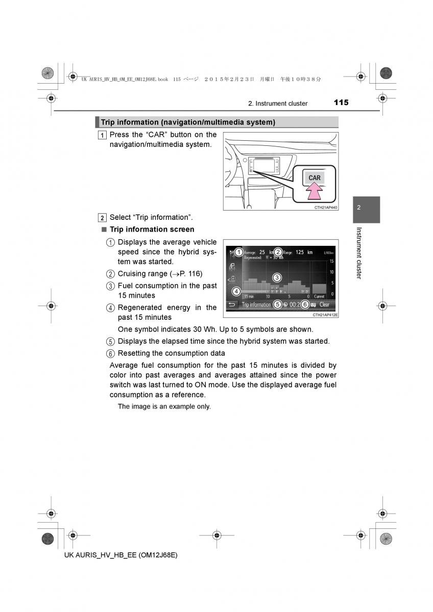 Toyota Auris Hybrid II 2 owners manual / page 115