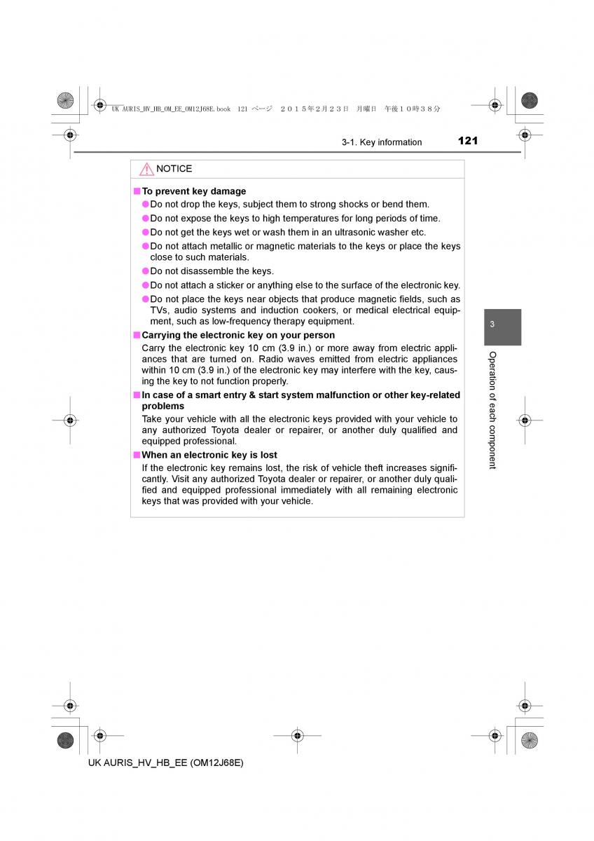 Toyota Auris Hybrid II 2 owners manual / page 121