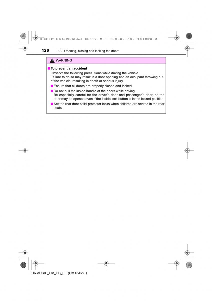 Toyota Auris Hybrid II 2 owners manual / page 126