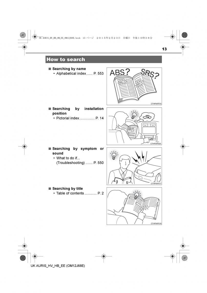 Toyota Auris Hybrid II 2 owners manual / page 13