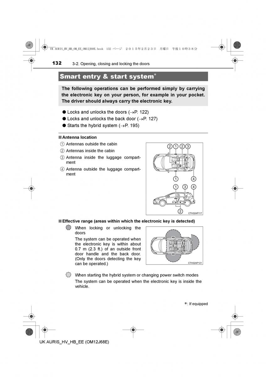 Toyota Auris Hybrid II 2 owners manual / page 132