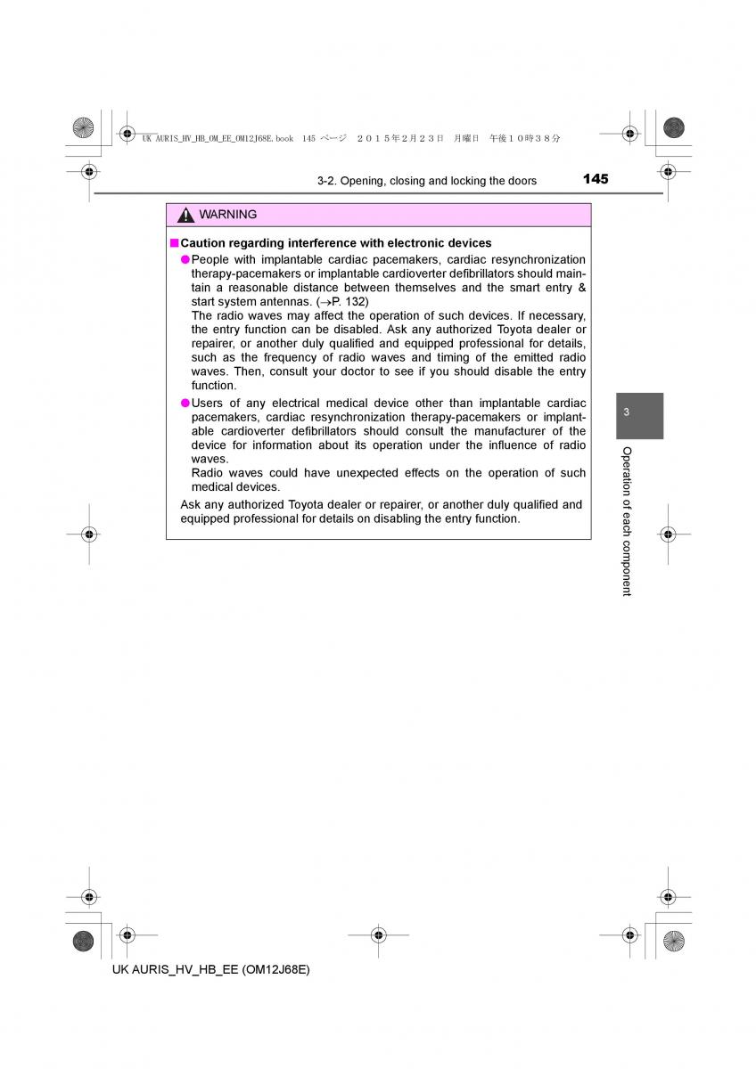 Toyota Auris Hybrid II 2 owners manual / page 145