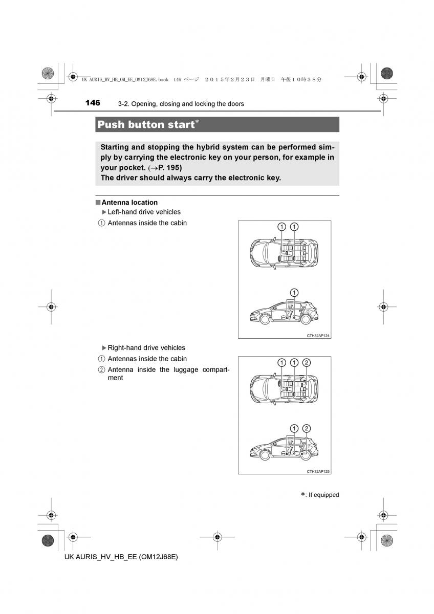 Toyota Auris Hybrid II 2 owners manual / page 146