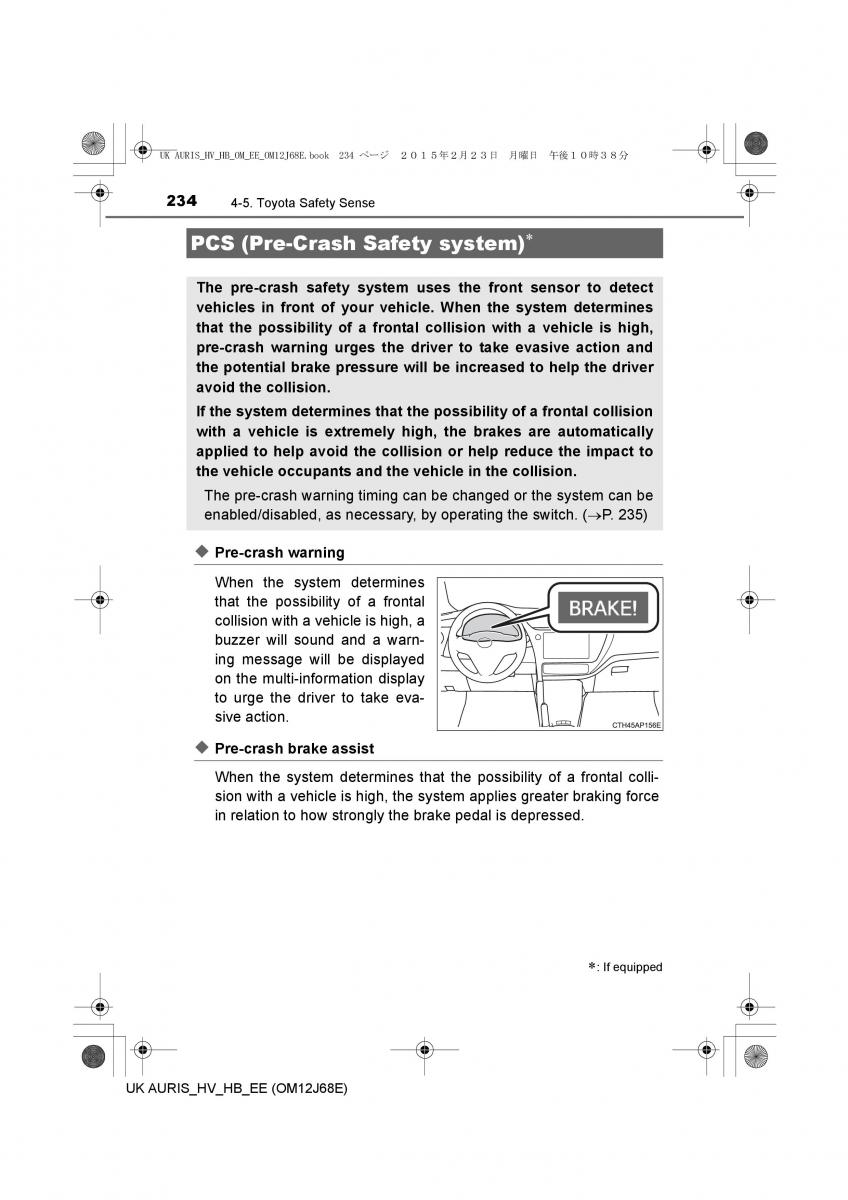 Toyota Auris Hybrid II 2 owners manual / page 234