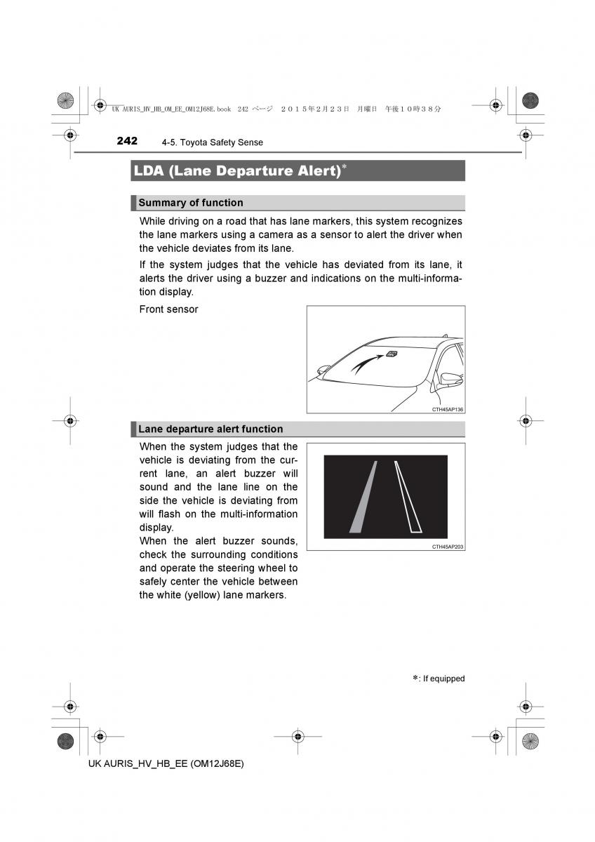 Toyota Auris Hybrid II 2 owners manual / page 242