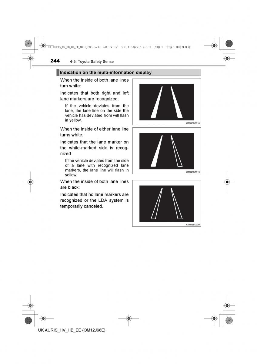 Toyota Auris Hybrid II 2 owners manual / page 244