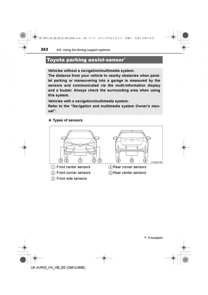 Toyota Auris Hybrid II 2 owners manual / page 262