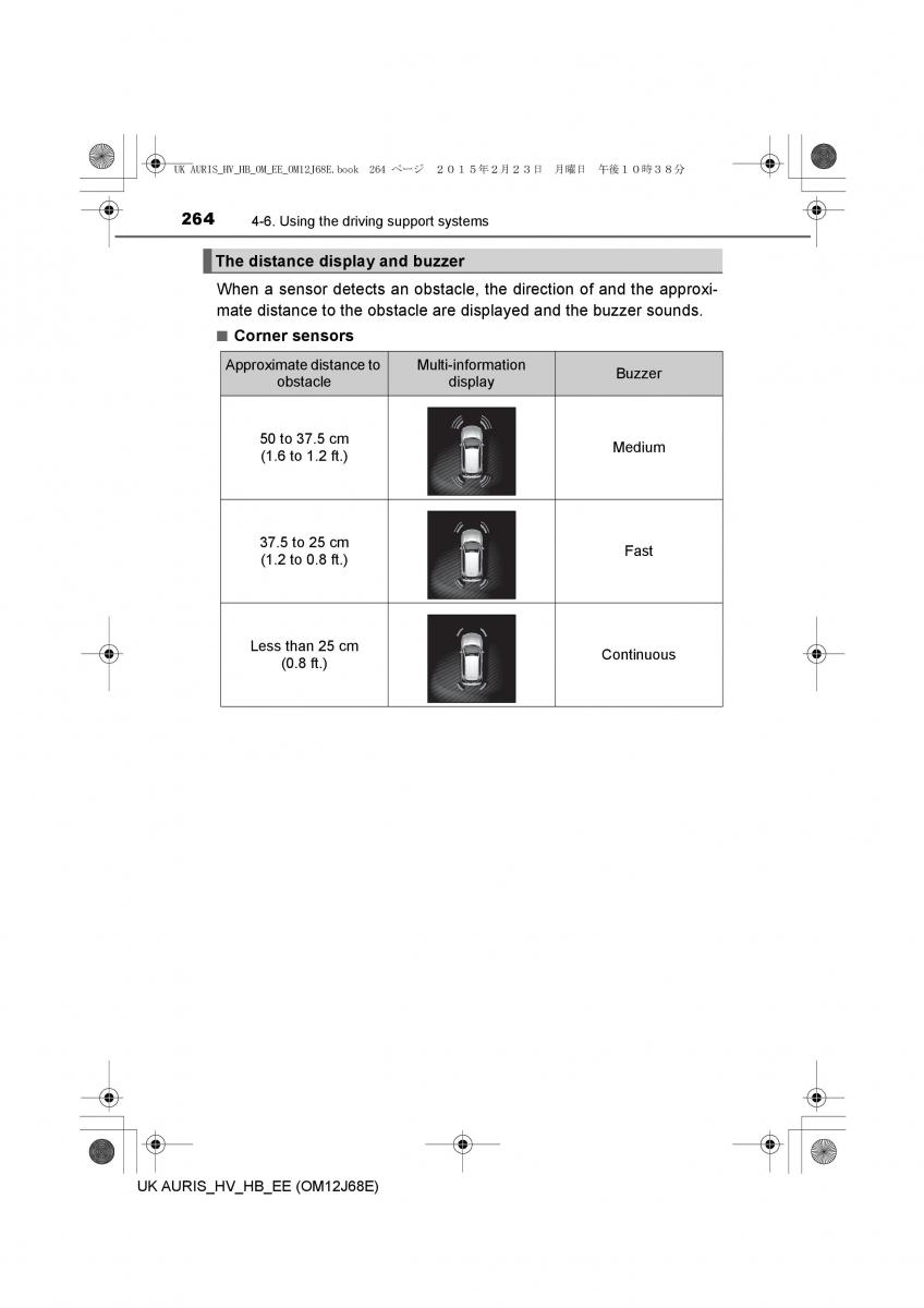 Toyota Auris Hybrid II 2 owners manual / page 264