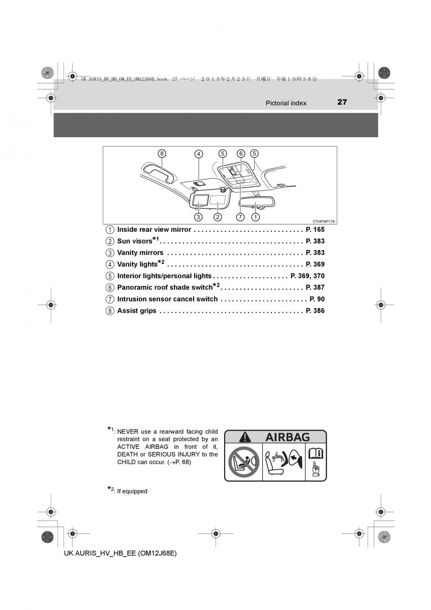 Toyota Auris Hybrid II 2 owners manual / page 27