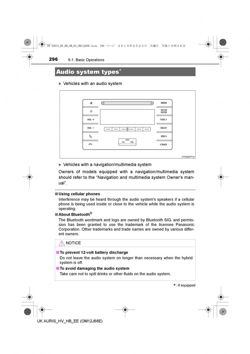 Toyota Auris Hybrid II 2 owners manual / page 296