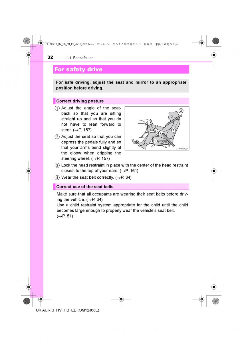 Toyota Auris Hybrid II 2 owners manual / page 32