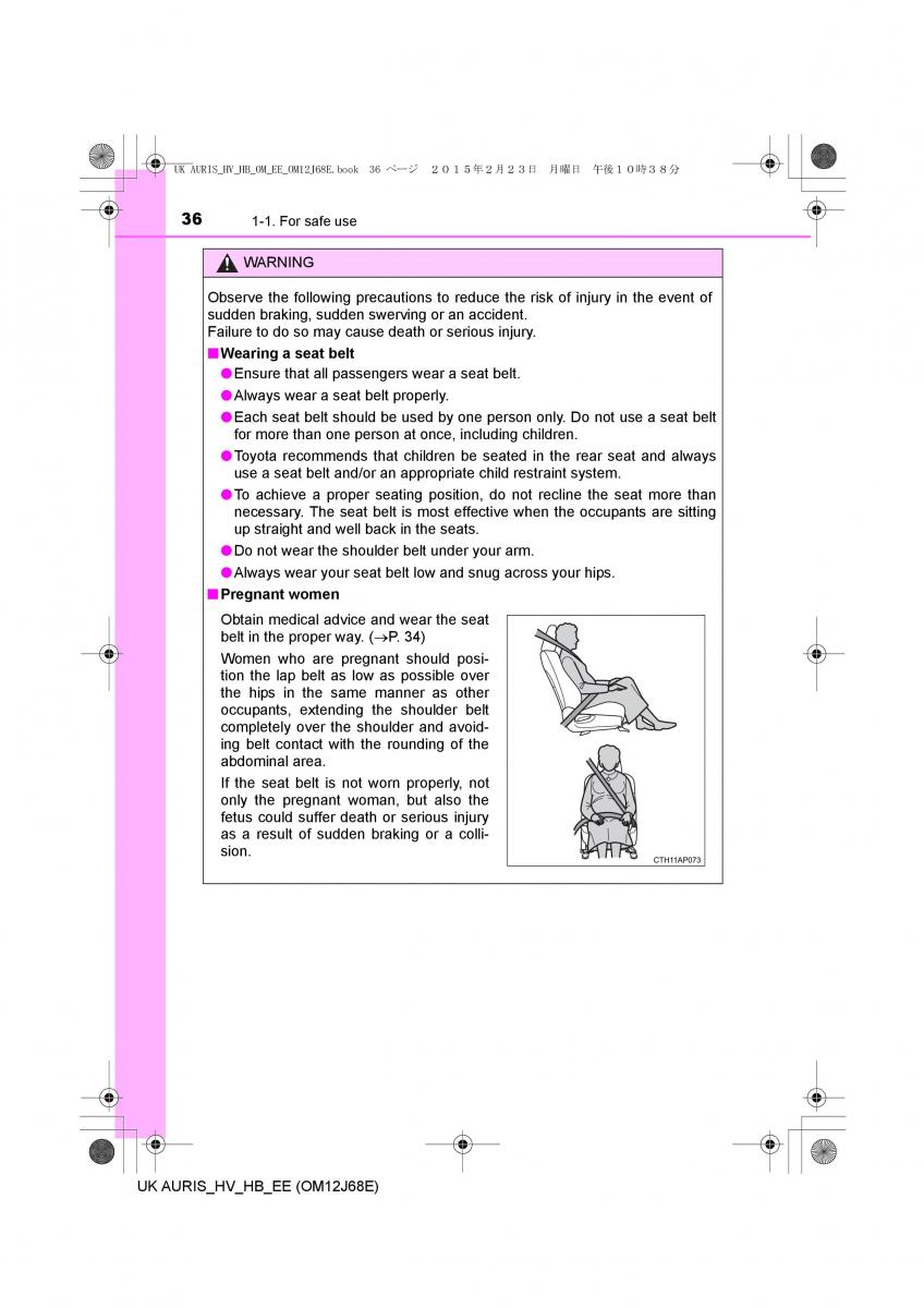 Toyota Auris Hybrid II 2 owners manual / page 36