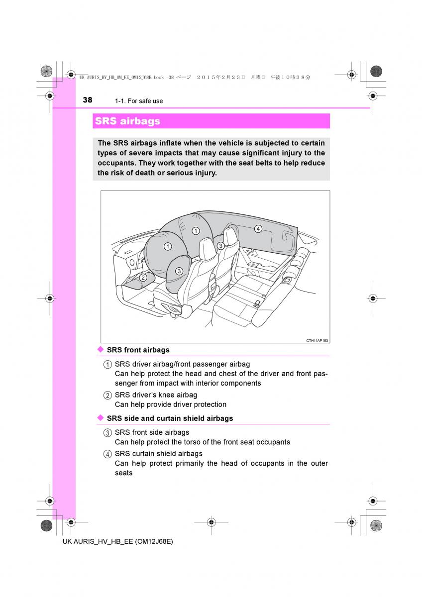 Toyota Auris Hybrid II 2 owners manual / page 38