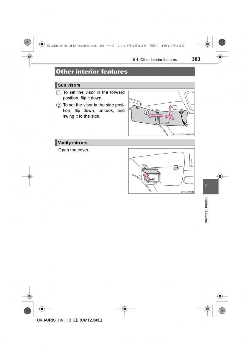 Toyota Auris Hybrid II 2 owners manual / page 383