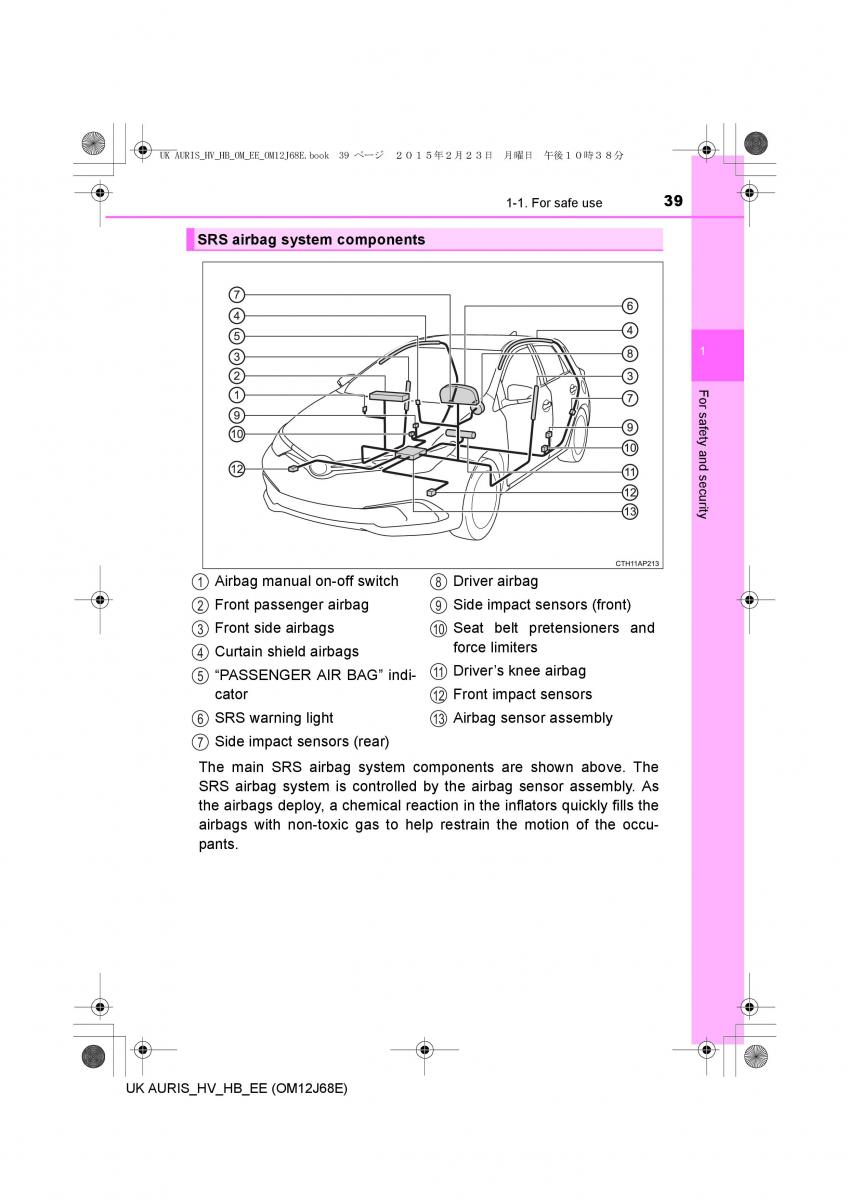 Toyota Auris Hybrid II 2 owners manual / page 39