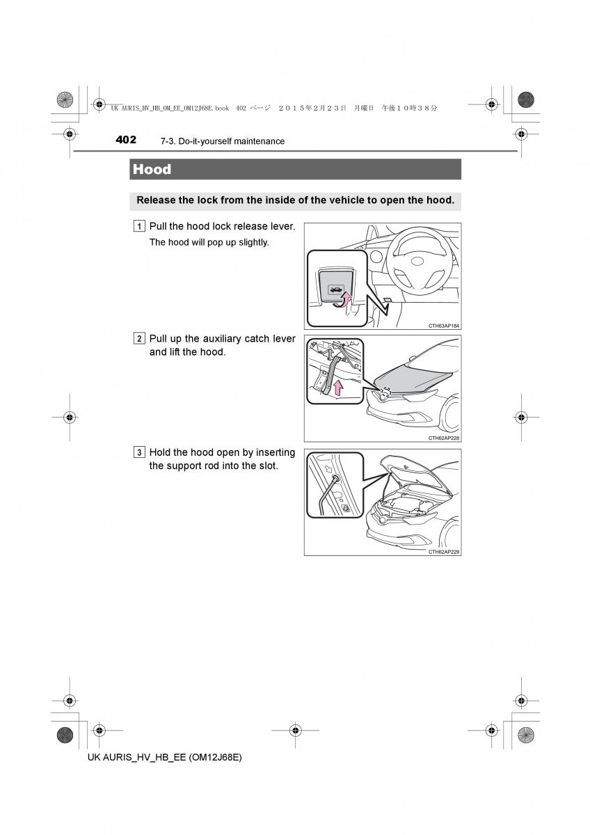 Toyota Auris Hybrid II 2 owners manual / page 402