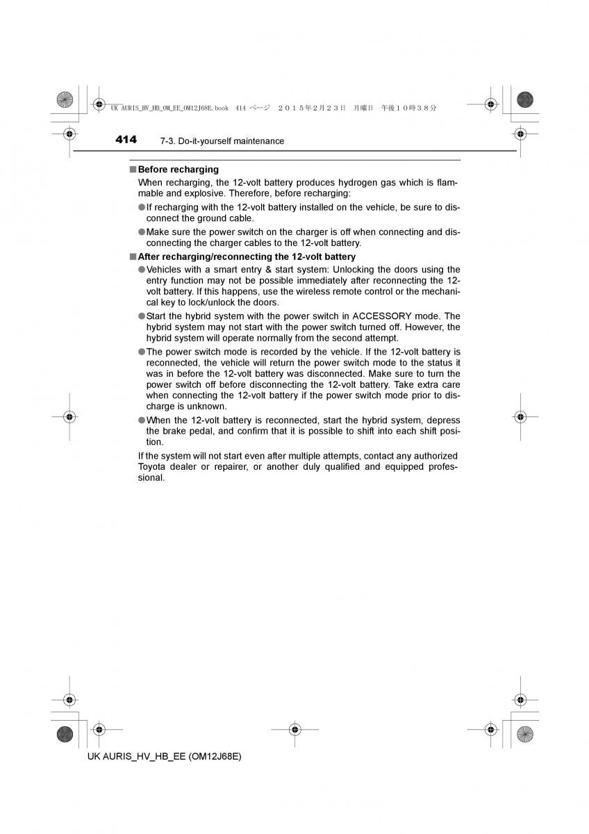 Toyota Auris Hybrid II 2 owners manual / page 414