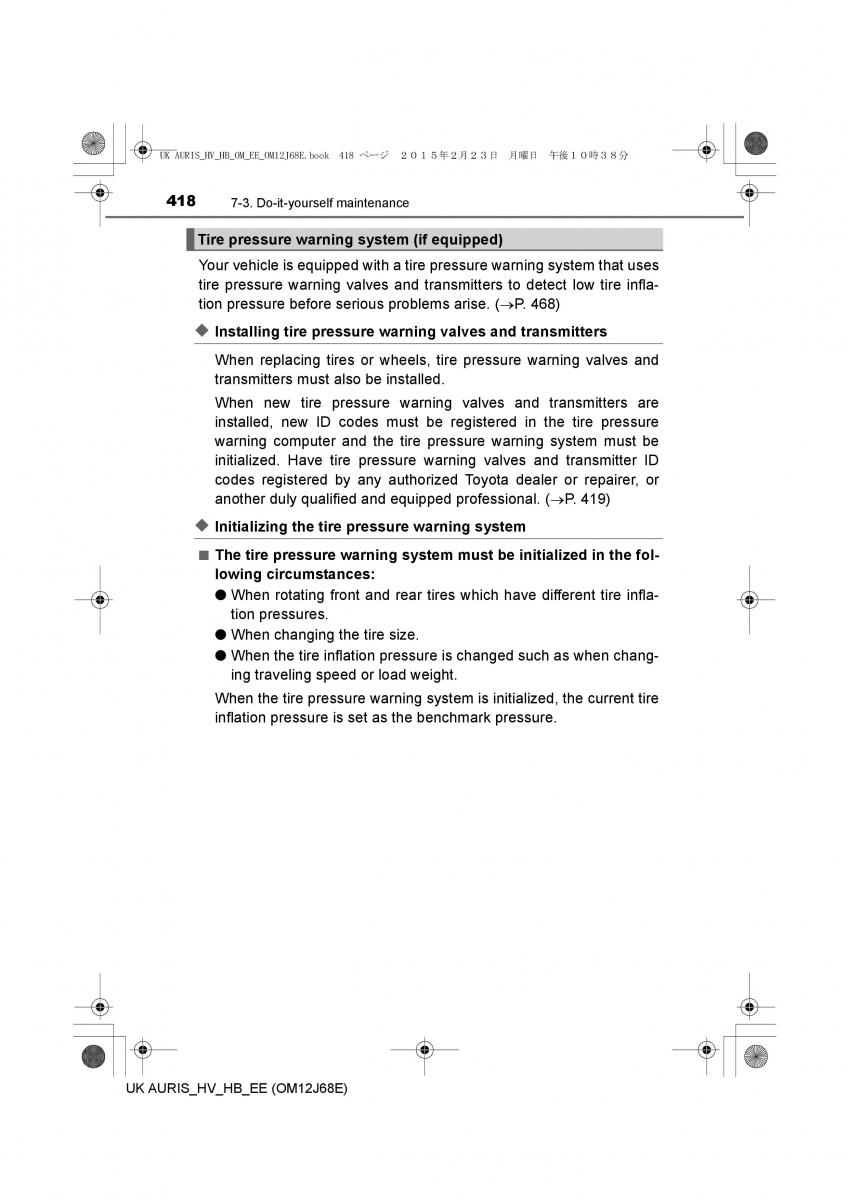 Toyota Auris Hybrid II 2 owners manual / page 418