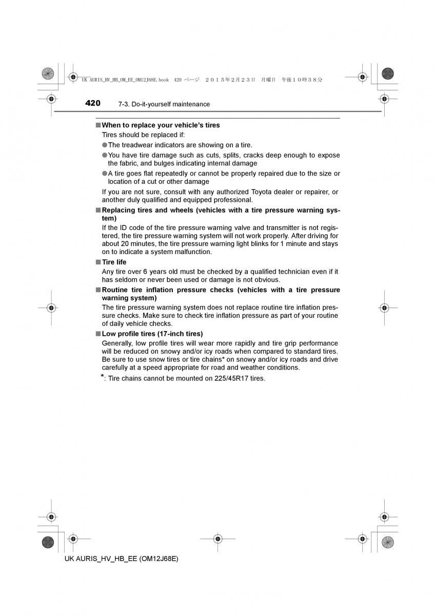 Toyota Auris Hybrid II 2 owners manual / page 420