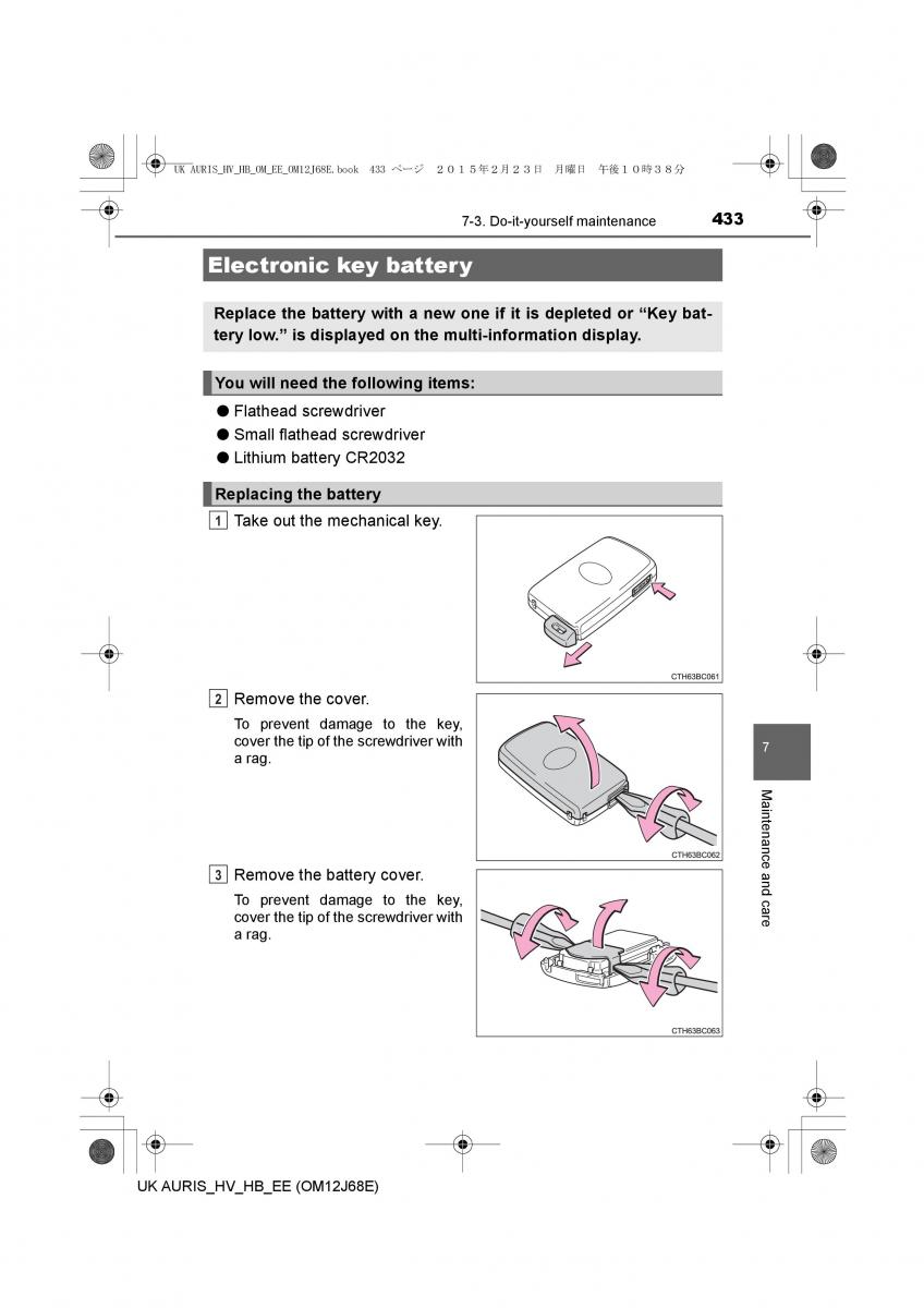 Toyota Auris Hybrid II 2 owners manual / page 433