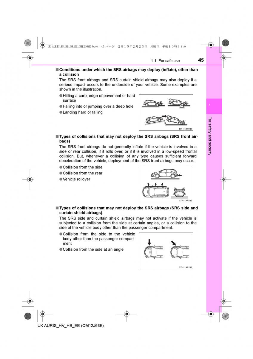 Toyota Auris Hybrid II 2 owners manual / page 45