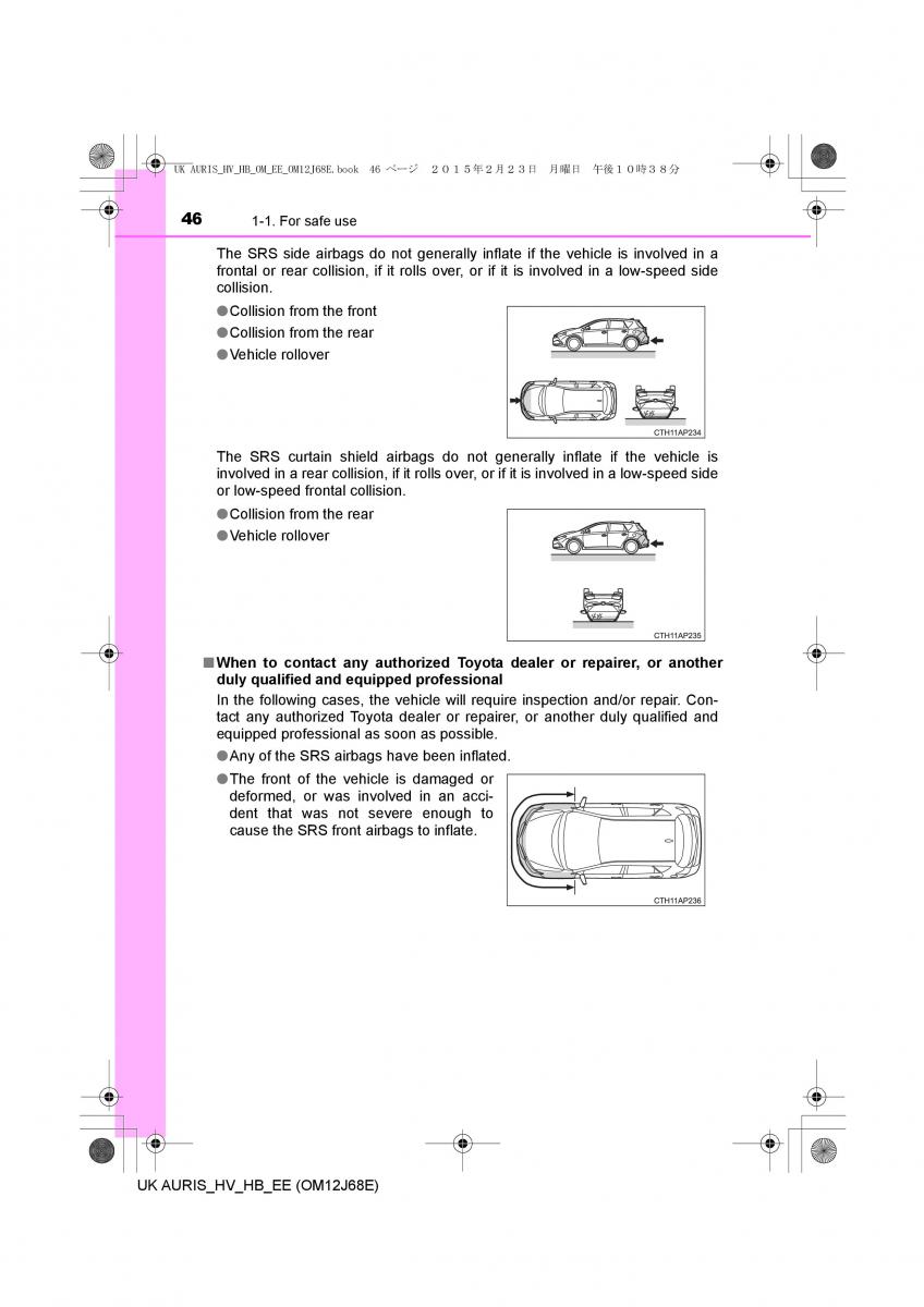 Toyota Auris Hybrid II 2 owners manual / page 46