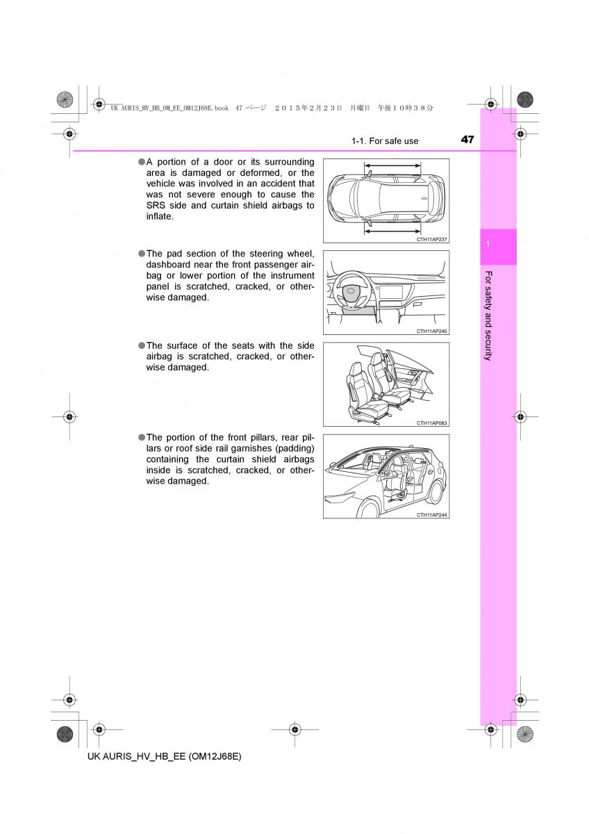 Toyota Auris Hybrid II 2 owners manual / page 47