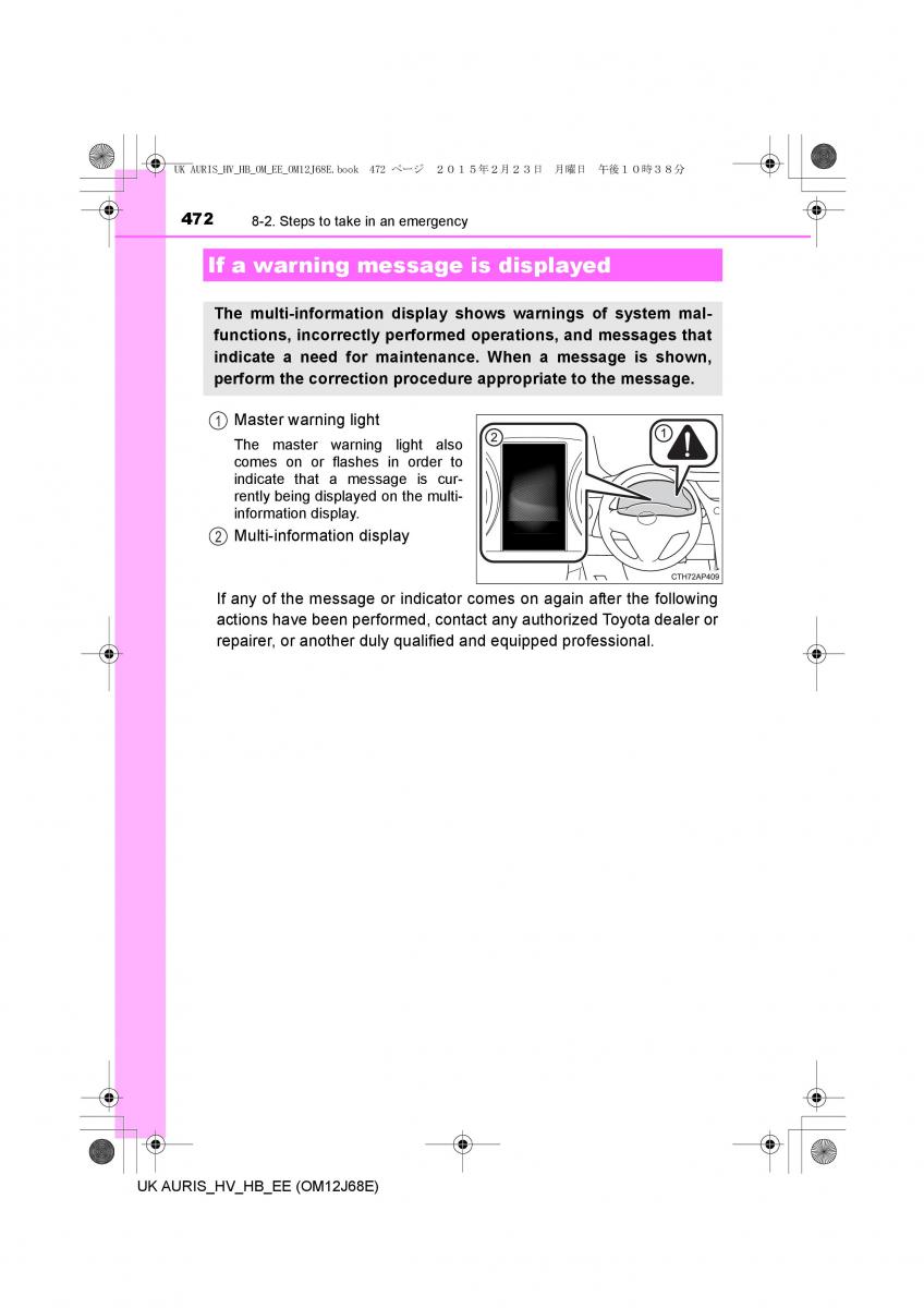 Toyota Auris Hybrid II 2 owners manual / page 472