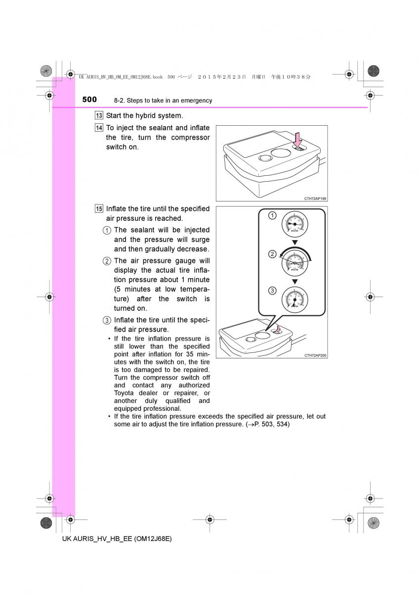 Toyota Auris Hybrid II 2 owners manual / page 500