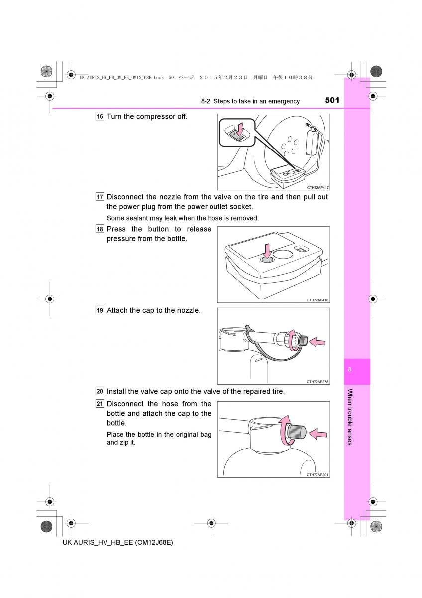 Toyota Auris Hybrid II 2 owners manual / page 501