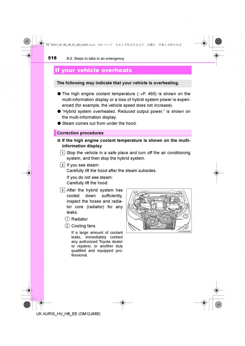 Toyota Auris Hybrid II 2 owners manual / page 518